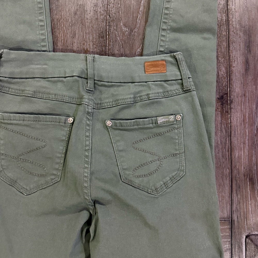 Seven7 Tummyless Olive Green Skinny Jeans - Picture 6 of 11